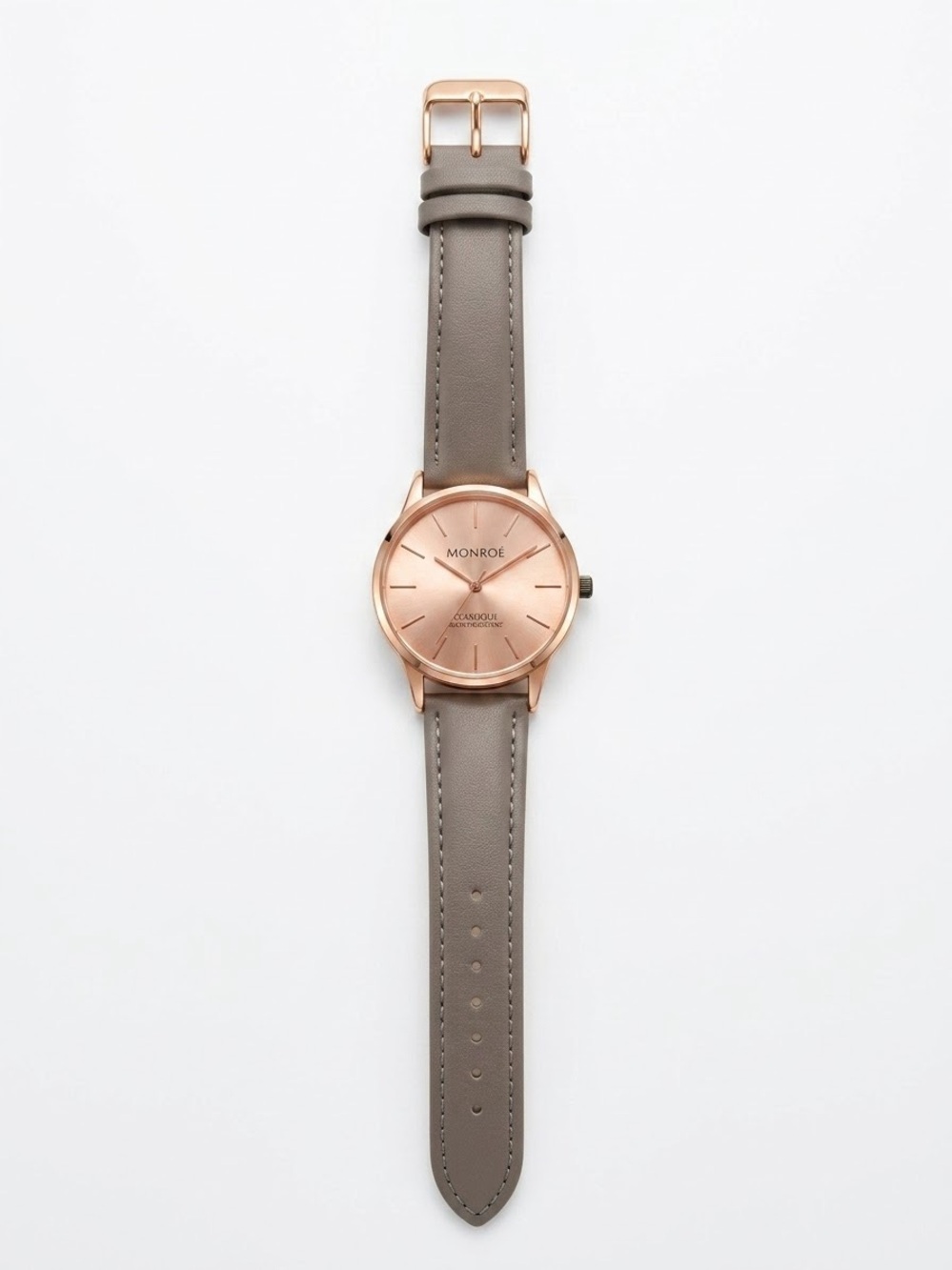 Monroe by Maestro Classique Rose Gold Watch Grey Leather Minimalist